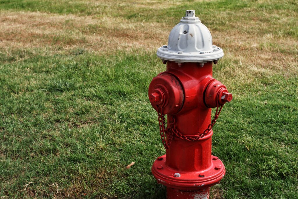 Red and white fire hydrant.